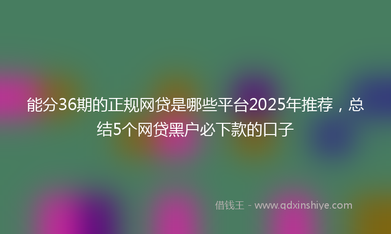 能分36期的正规网贷是哪些平台2025年推荐，总结5个网贷黑户必下款的口子