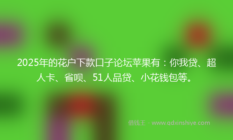 2025年的花户下款口子论坛苹果有：你我贷、超人卡、省呗、51人品贷、小花钱包等。