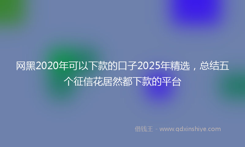 网黑2020年可以下款的口子2025年精选，总结五个征信花居然都下款的平台