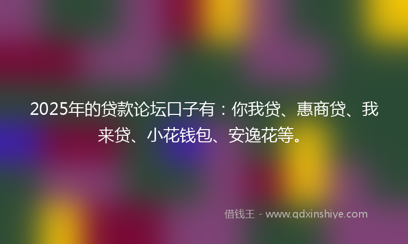 2025年的贷款论坛口子有：你我贷、惠商贷、我来贷、小花钱包、安逸花等。