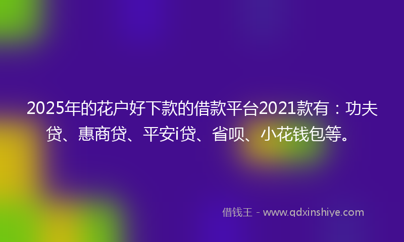 2025年的花户好下款的借款平台2021款有：功夫贷、惠商贷、平安i贷、省呗、小花钱包等。