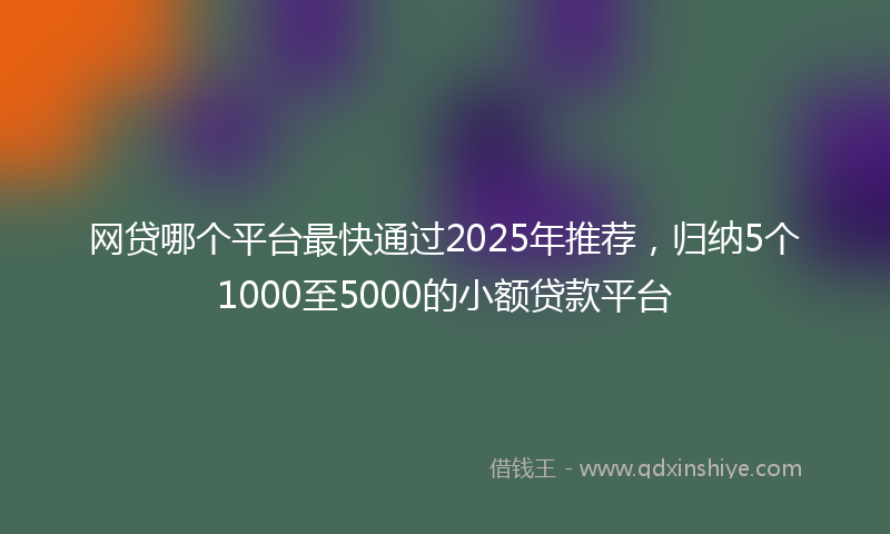 网贷哪个平台最快通过2025年推荐，归纳5个1000至5000的小额贷款平台