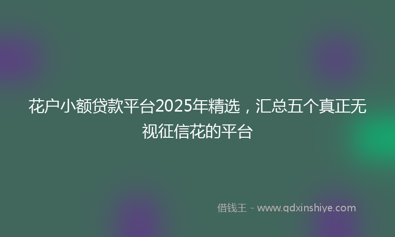 花户小额贷款平台2025年精选，汇总五个真正无视征信花的平台