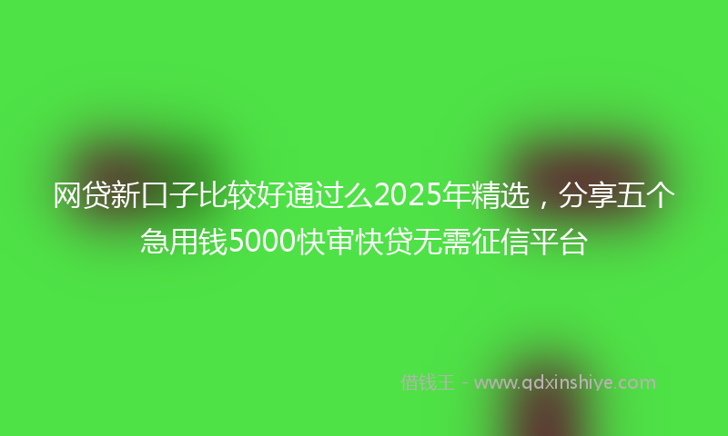 网贷新口子比较好通过么2025年精选，分享五个急用钱5000快审快贷无需征信平台