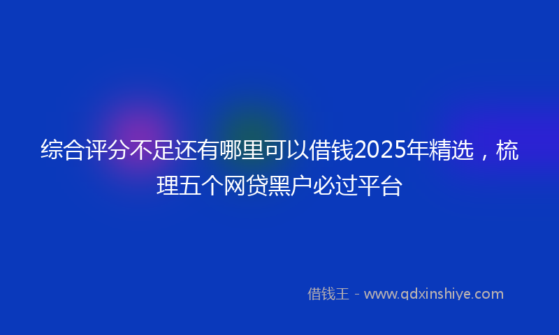 综合评分不足还有哪里可以借钱2025年精选，梳理五个网贷黑户必过平台