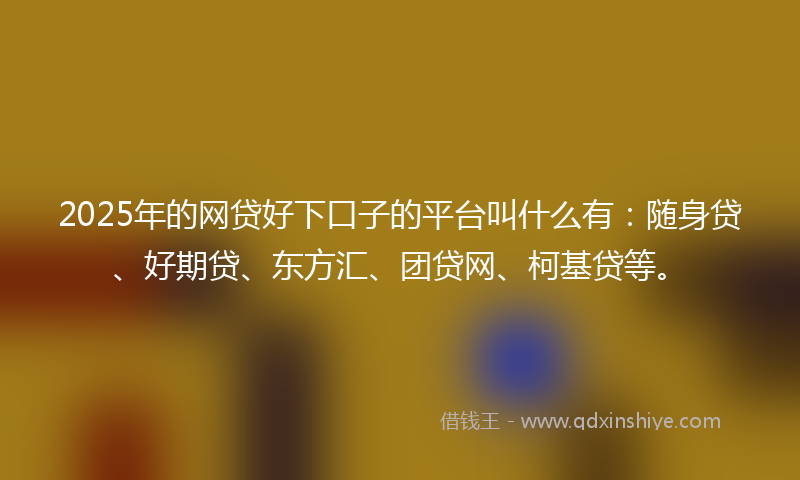 2025年的网贷好下口子的平台叫什么有：随身贷、好期贷、东方汇、团贷网、柯基贷等。
