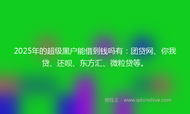2025年的超级黑户能借到钱吗有：团贷网、你我贷、还呗、东方汇、微粒贷等。