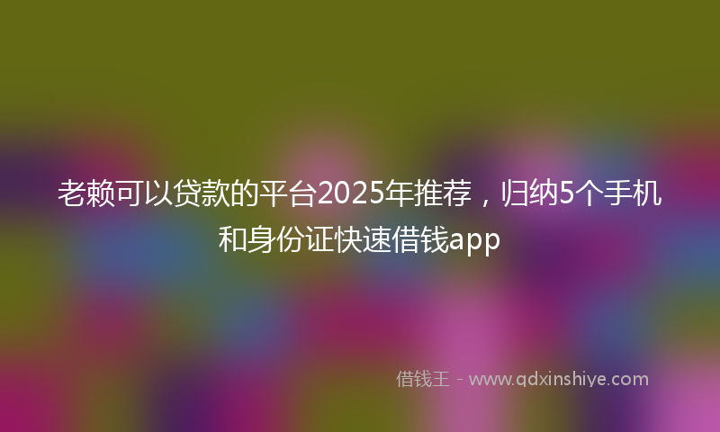 老赖可以贷款的平台2025年推荐，归纳5个手机和身份证快速借钱app