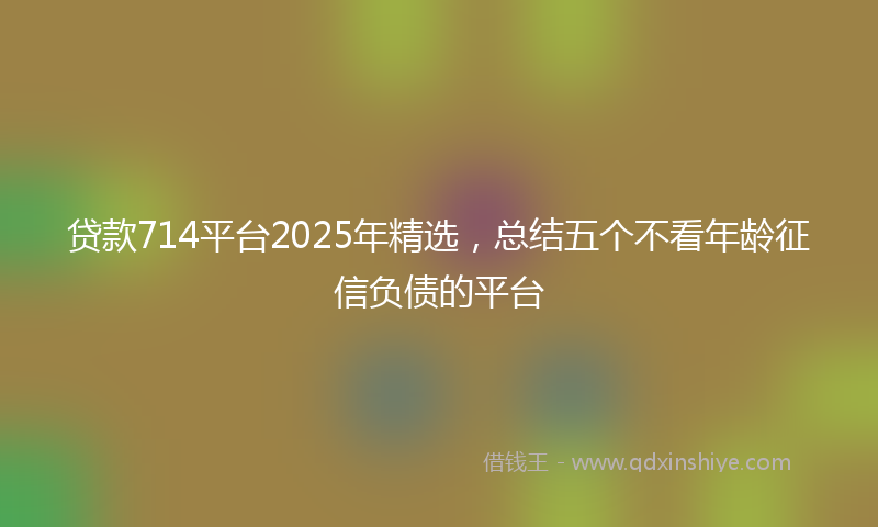 贷款714平台2025年精选，总结五个不看年龄征信负债的平台