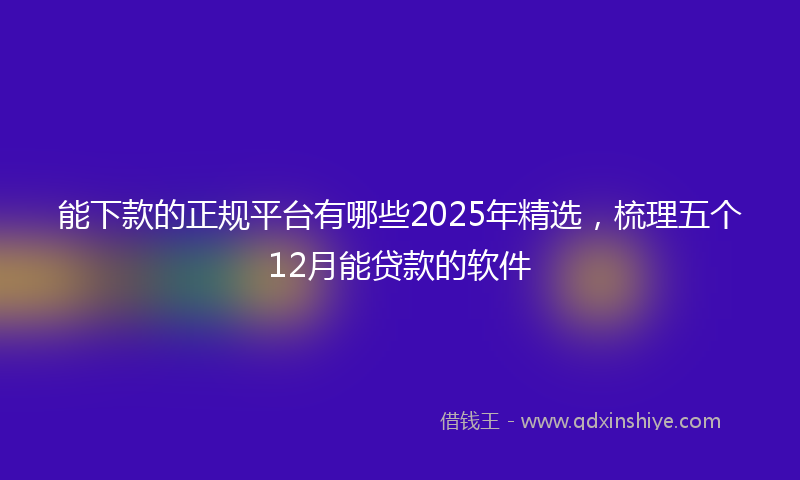 能下款的正规平台有哪些2025年精选，梳理五个12月能贷款的软件