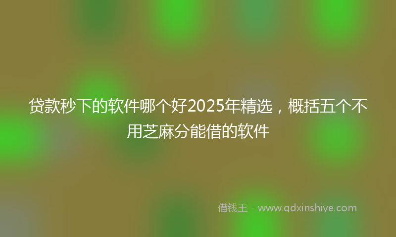 贷款秒下的软件哪个好2025年精选，概括五个不用芝麻分能借的软件