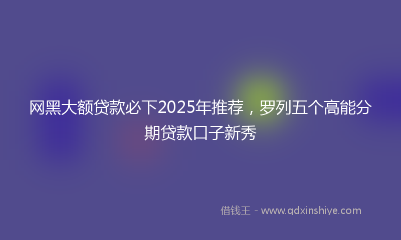 网黑大额贷款必下2025年推荐，罗列五个高能分期贷款口子新秀