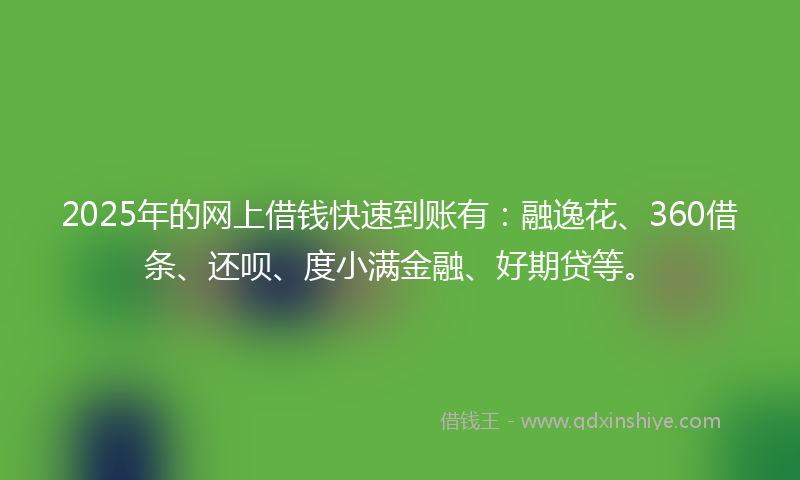 2025年的网上借钱快速到账有：融逸花、360借条、还呗、度小满金融、好期贷等。