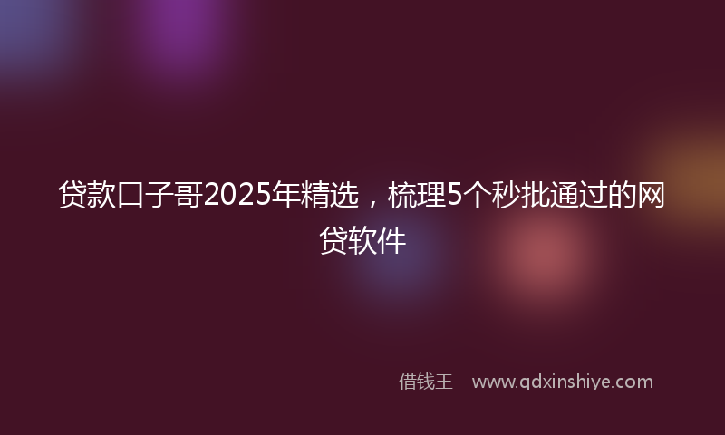 贷款口子哥2025年精选，梳理5个秒批通过的网贷软件