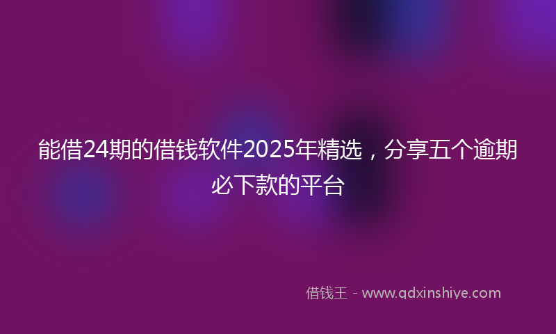 能借24期的借钱软件2025年精选，分享五个逾期必下款的平台