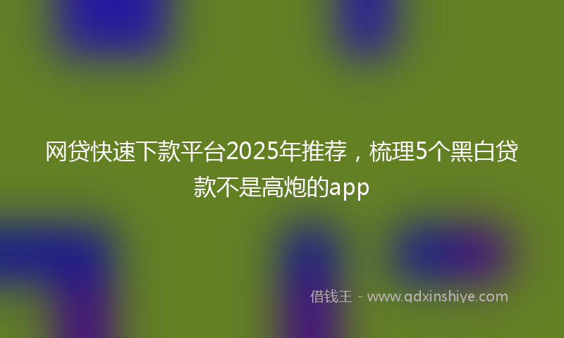 网贷快速下款平台2025年推荐，梳理5个黑白贷款不是高炮的app