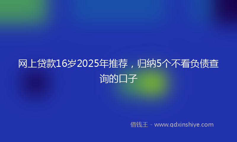 网上贷款16岁2025年推荐，归纳5个不看负债查询的口子