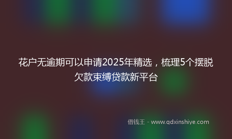 花户无逾期可以申请2025年精选，梳理5个摆脱欠款束缚贷款新平台