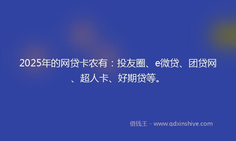 2025年的网贷卡农有：投友圈、e微贷、团贷网、超人卡、好期贷等。