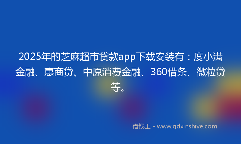 2025年的芝麻超市贷款app下载安装有：度小满金融、惠商贷、中原消费金融、360借条、微粒贷等。