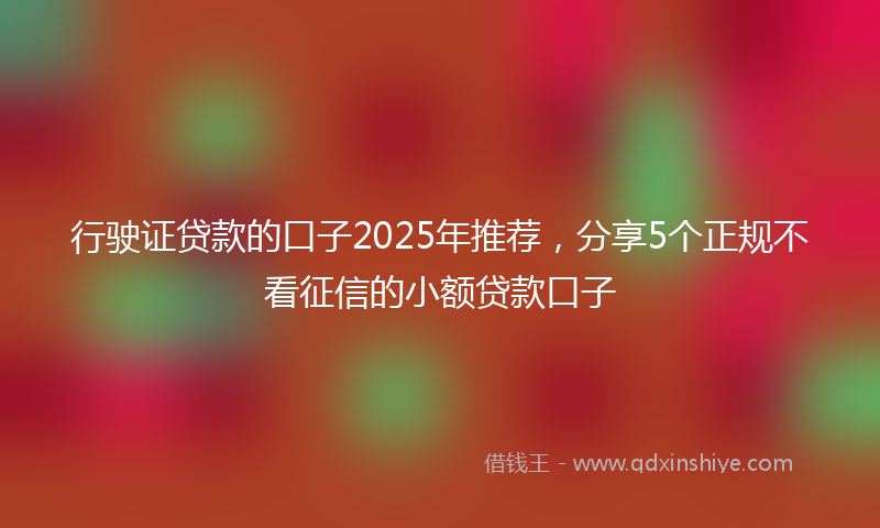 行驶证贷款的口子2025年推荐，分享5个正规不看征信的小额贷款口子