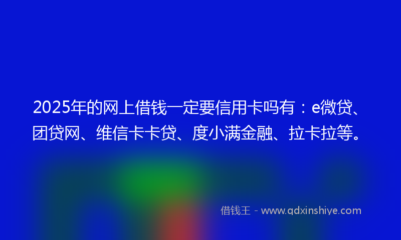 2025年的网上借钱一定要信用卡吗有：e微贷、团贷网、维信卡卡贷、度小满金融、拉卡拉等。