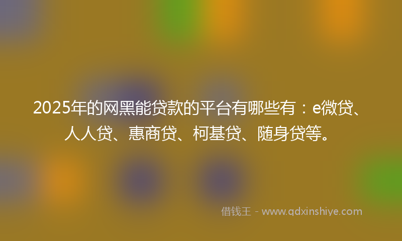 2025年的网黑能贷款的平台有哪些有：e微贷、人人贷、惠商贷、柯基贷、随身贷等。