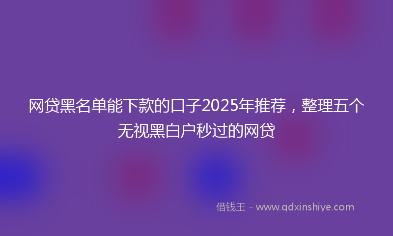 网贷黑名单能下款的口子2025年推荐，整理五个无视黑白户秒过的网贷