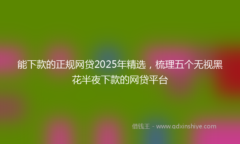 能下款的正规网贷2025年精选，梳理五个无视黑花半夜下款的网贷平台