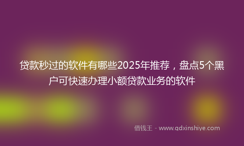 贷款秒过的软件有哪些2025年推荐，盘点5个黑户可快速办理小额贷款业务的软件