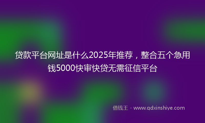 贷款平台网址是什么2025年推荐，整合五个急用钱5000快审快贷无需征信平台