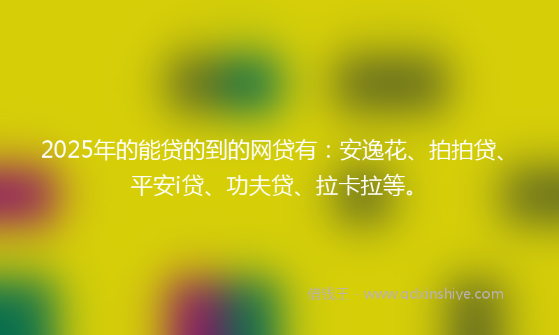 2025年的能贷的到的网贷有：安逸花、拍拍贷、平安i贷、功夫贷、拉卡拉等。
