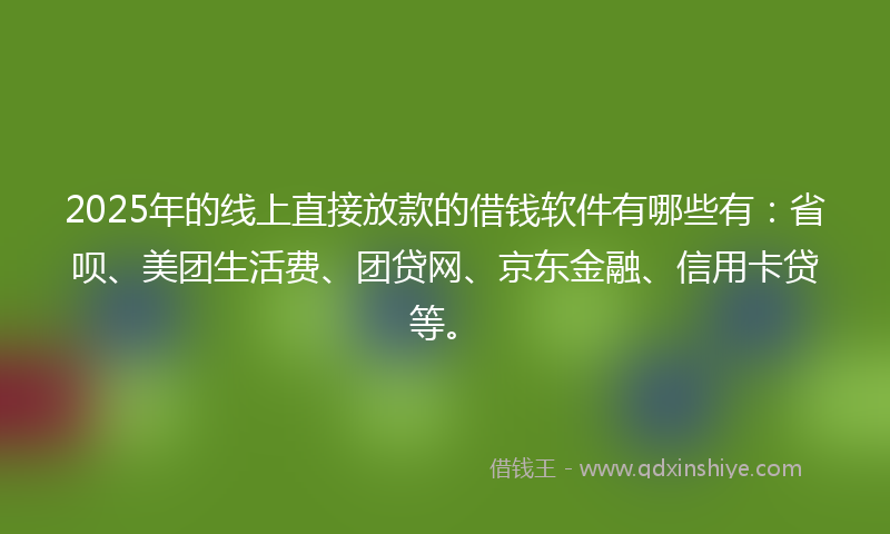 2025年的线上直接放款的借钱软件有哪些有：省呗、美团生活费、团贷网、京东金融、信用卡贷等。