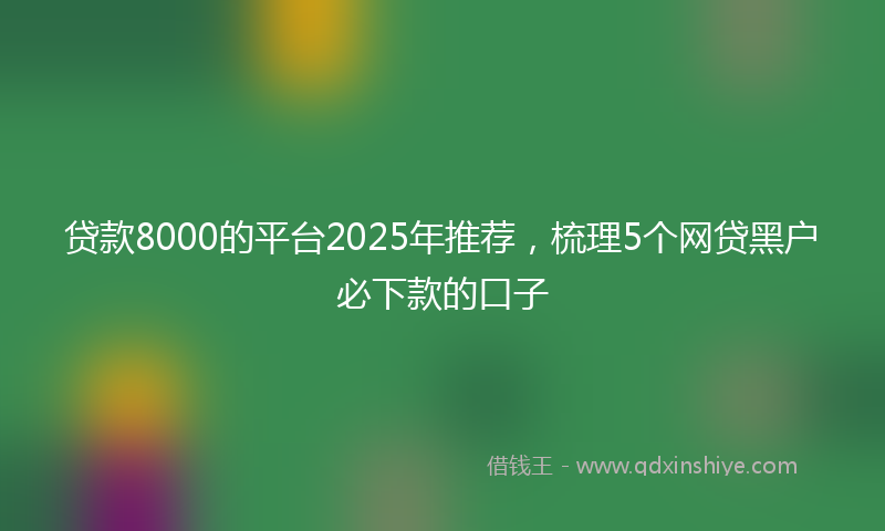 贷款8000的平台2025年推荐，梳理5个网贷黑户必下款的口子