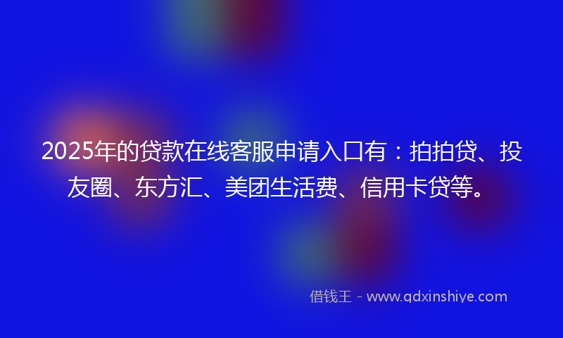 2025年的贷款在线客服申请入口有：拍拍贷、投友圈、东方汇、美团生活费、信用卡贷等。
