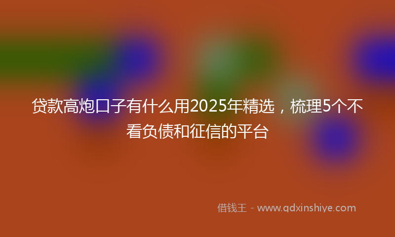 贷款高炮口子有什么用2025年精选，梳理5个不看负债和征信的平台