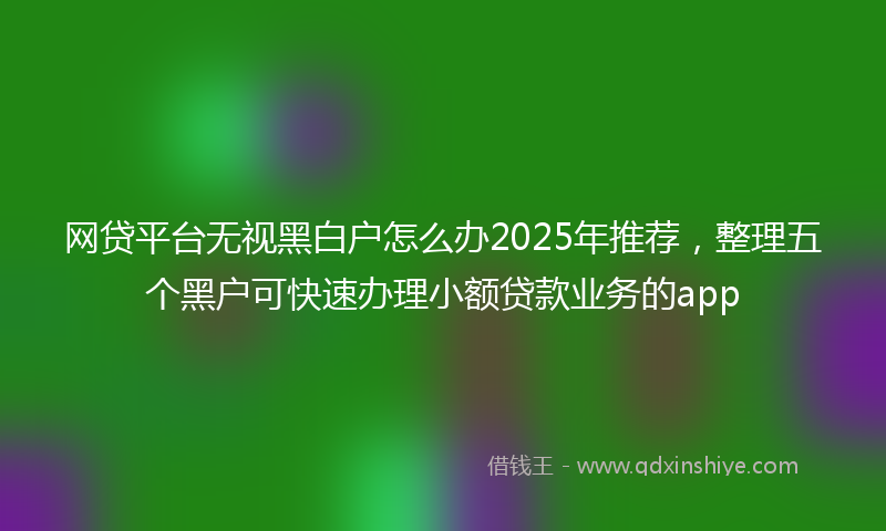 网贷平台无视黑白户怎么办2025年推荐，整理五个黑户可快速办理小额贷款业务的app