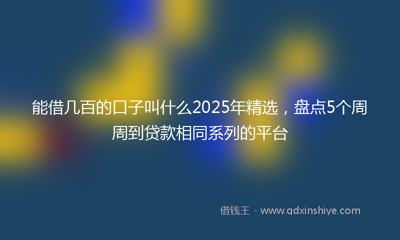 能借几百的口子叫什么2025年精选，盘点5个周周到贷款相同系列的平台
