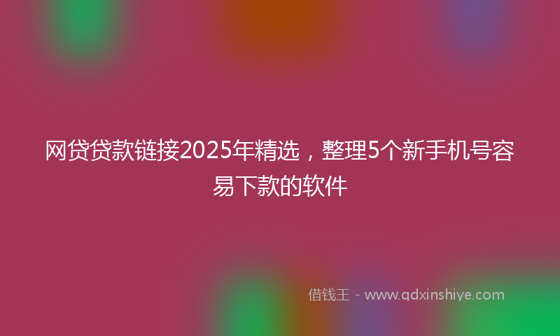 网贷贷款链接2025年精选，整理5个新手机号容易下款的软件