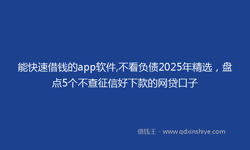 能快速借钱的app软件,不看负债2025年精选，盘点5个不查征信好下款的网贷口子