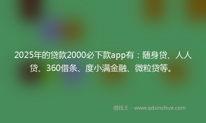 2025年的贷款2000必下款app有：随身贷、人人贷、360借条、度小满金融、微粒贷等。