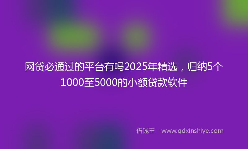 网贷必通过的平台有吗2025年精选，归纳5个1000至5000的小额贷款软件