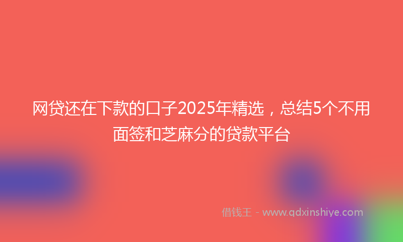 网贷还在下款的口子2025年精选，总结5个不用面签和芝麻分的贷款平台