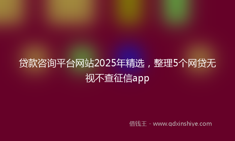 贷款咨询平台网站2025年精选，整理5个网贷无视不查征信app