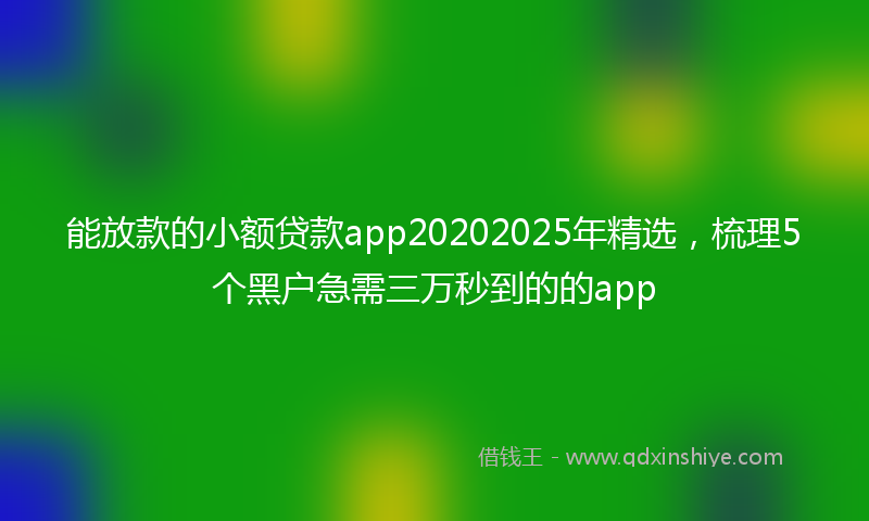 能放款的小额贷款app20202025年精选，梳理5个黑户急需三万秒到的的app