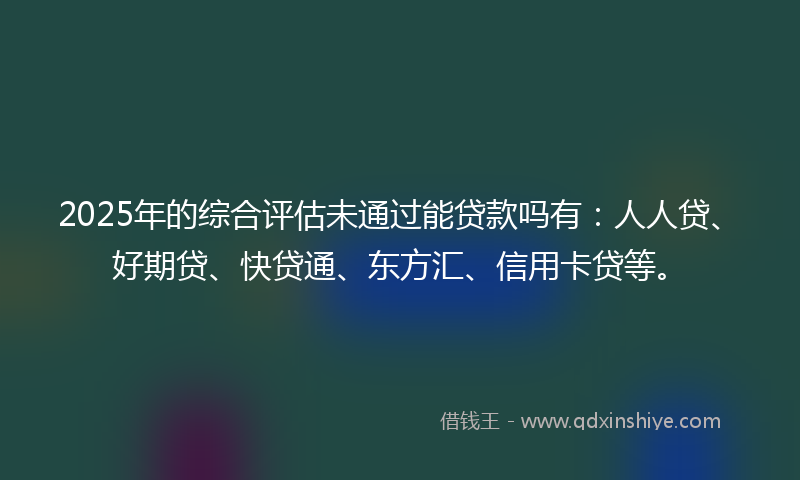 2025年的综合评估未通过能贷款吗有：人人贷、好期贷、快贷通、东方汇、信用卡贷等。