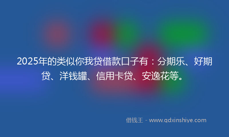 2025年的类似你我贷借款口子有：分期乐、好期贷、洋钱罐、信用卡贷、安逸花等。