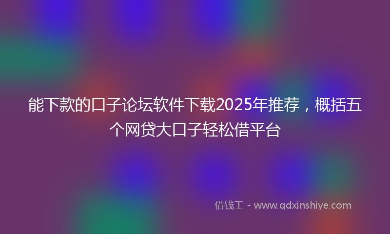 能下款的口子论坛软件下载2025年推荐，概括五个网贷大口子轻松借平台