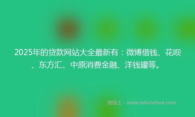 2025年的贷款网站大全最新有：微博借钱、花呗、东方汇、中原消费金融、洋钱罐等。