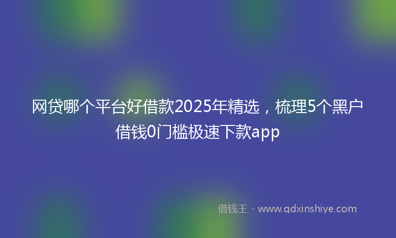 网贷哪个平台好借款2025年精选，梳理5个黑户借钱0门槛极速下款app